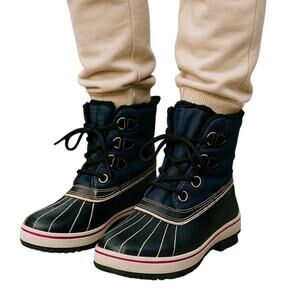 Skechers Cali Denim Duck Boots Waterproof Thinsulate Faux Fur Winter Snow Size 9